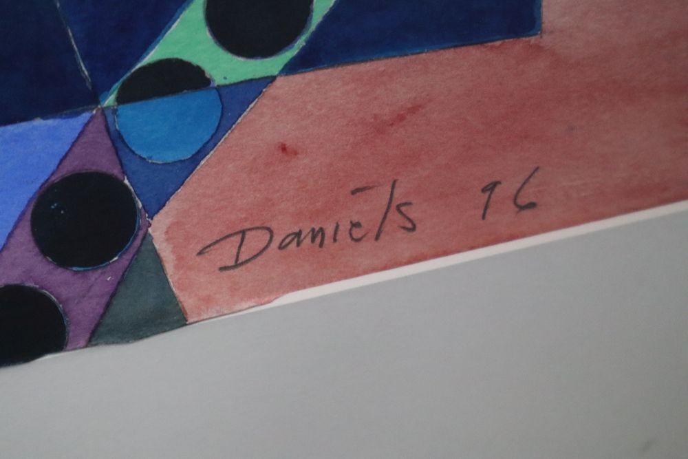 Harvey Daniels (1936-2013), watercolour, Green Circle, signed and dated 96, 66 x 100cm.